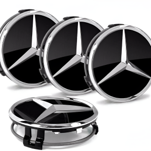 Chrome Wheel Centre Cap Set of 4 - Fits Mercedes (Non-OEM) - Black
