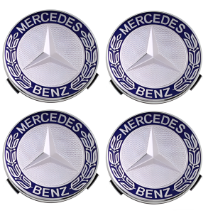 Mercedes Benz Wheel Caps Blue & Silver - Set of 4