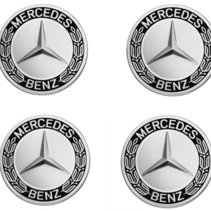 Mercedes Benz Wheel Caps - Set of 4 Black and Silver